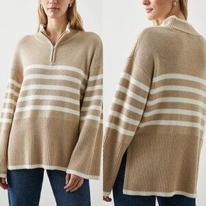 Rails Sand Stripe Quarter Zip Pullover Tessa Sweater